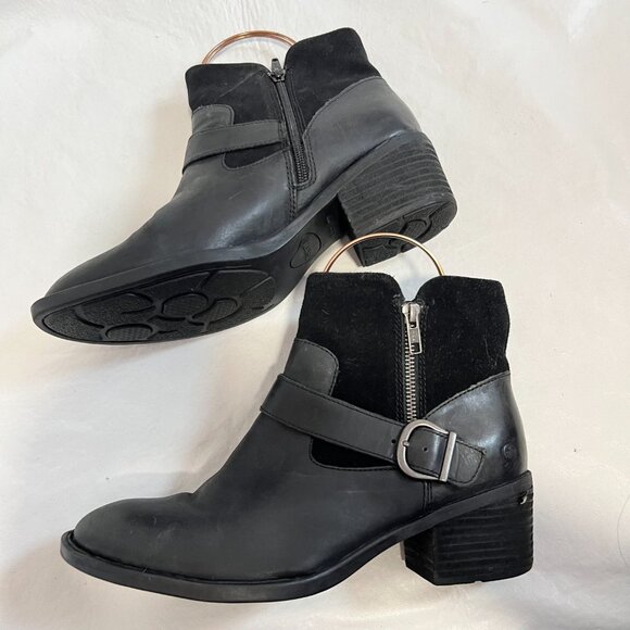Born boots Korita Western womens 9.5 black leather suede block heel zip up - Picture 6 of 14